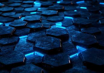 Abstract Blue Glowing Hexagon Pattern