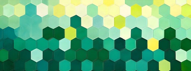 Wall Mural - Abstract Green and Yellow Hexagon Pattern