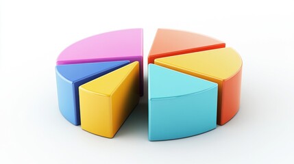 Fototapete - A financial analysis presentation featuring a series of pie charts comparing different fiscal periods, with clear and colorful segments shown against a white backdrop.