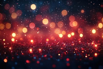 enchanted holiday glow soft focus christmas lights creating magical bokeh effect warm golden and red hues suggesting cozy festive atmosphere