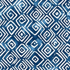 Wall Mural - Abstract Geometric Pattern in Blue and White