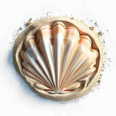 Canvas Print - shell-on-sand-sticker-creative-summer-travel-concept-art-transparent-background