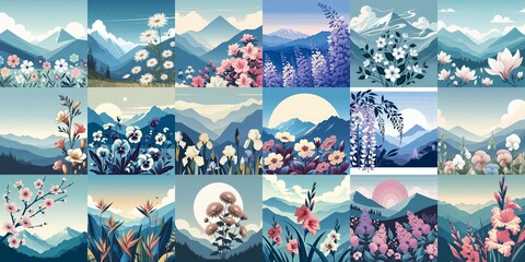 Wall Mural - Higland flowers. AI generated illustration