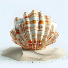 Canvas Print - shell-on-sand-sticker-creative-summer-travel-concept-art-transparent-background