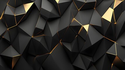 Poster - Abstract black and gold geometric background