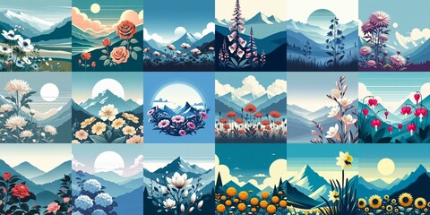 Canvas Print - Higland flowers. AI generated illustration