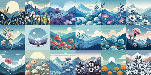 Wall Mural - Higland flowers. AI generated illustration