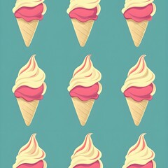 Sticker - Ice Cream Cones Seamless Pattern