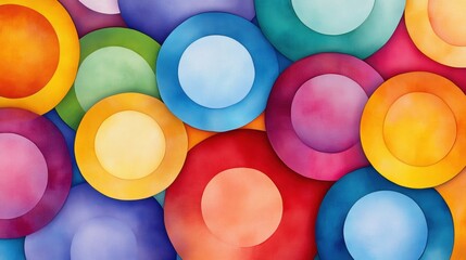 Canvas Print - A colorful circles are arranged in a pattern on top of each other, AI