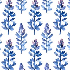 Canvas Print - Watercolor Blue Floral Seamless Pattern