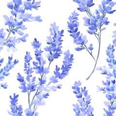 Poster - Watercolor Lavender Flower Seamless Pattern