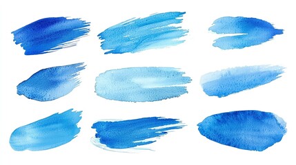 Canvas Print - Abstract blue brush strokes on a white background.