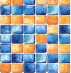 Sticker - Watercolor Tiles Seamless Pattern