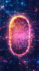 Aufkleber - Digital identity and cybersecurity concept: glowing fingerprint on circuit board background
