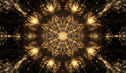 Poster - Golden Mandala Abstract Pattern