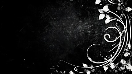 Poster - Black And White Floral Background