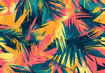 Wall Mural - Abstract Tropical Leaves Pattern