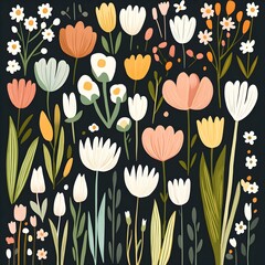 Wall Mural - Colorful Floral Illustration