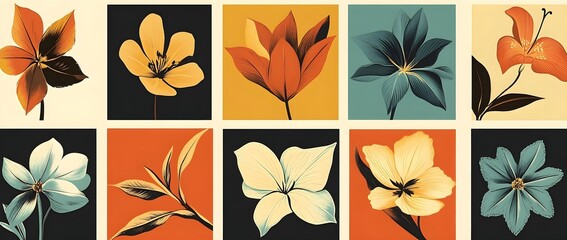 Canvas Print - Colorful Flowers Collage