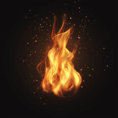 The Realistic burning fire flames, game element, Illustration 