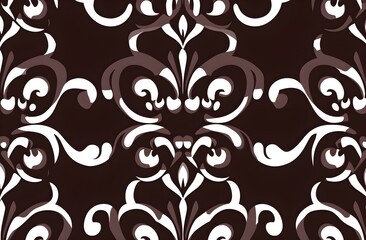 Sticker - Abstract Brown and White Swirls Seamless Pattern