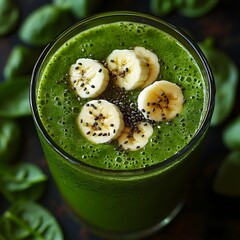 Wall Mural - Refreshing Green Smoothie with Nutrient-Rich Superfoods in a Glass