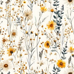 Canvas Print - Floral Watercolor Seamless Pattern