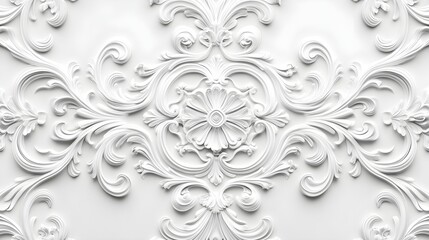 Wall Mural - White Ornamental Floral Pattern