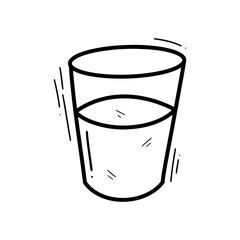 Hand Drawn Glass of water Illustration. Doodle Vector. Isolated on White Background - EPS 10 Vector