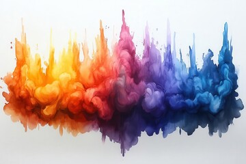 Wall Mural - explosive rainbow watercolor splash dynamic spray paint effect vibrant spectrum of colors abstract and energetic composition on white background