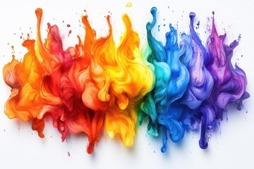 Wall Mural - explosive rainbow watercolor splash dynamic spray paint effect vibrant spectrum of colors abstract and energetic composition on white background