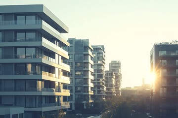 Poster - buildings in a city with a street light in the background