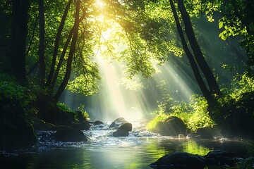 Poster - waterfall in the forest