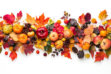 Wall Mural - A fall-themed image on a white background showcasing vibrant colors and seasonal elements, capturing the essence of autumn.