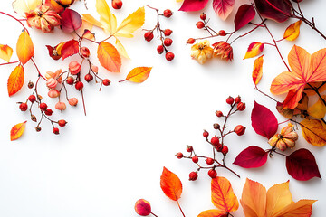 Wall Mural - A fall-themed image on a white background showcasing vibrant colors and seasonal elements, capturing the essence of autumn.