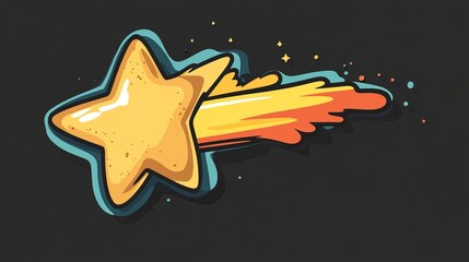 Wall Mural - A cartoon illustration of a shooting star with a glowing tail.