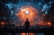 © julija - futuristic business conference with diverse attendees using advanced vr technology senior managers holographic presence addresses the crowd in a hightech auditorium setting