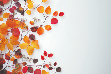 Wall Mural - A fall-themed image on a white background showcasing vibrant colors and seasonal elements, capturing the essence of autumn.