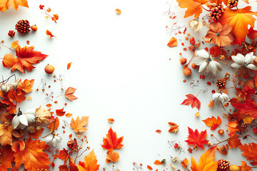 Wall Mural - A fall-themed image on a white background showcasing vibrant colors and seasonal elements, capturing the essence of autumn.