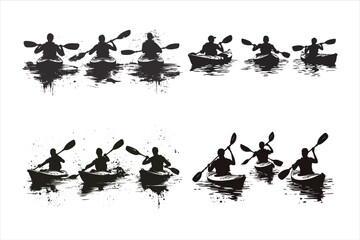 Wall Mural - Kayaking and Rafting Silhouettes