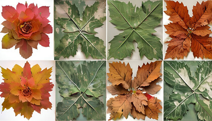 Poster - flower-collage-maple-leaf-pattern-collage-plant 