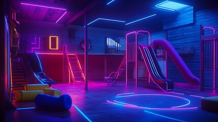 Sticker - Neon Playground - Pink and Blue Lights.