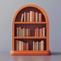 3D Bookshelf Icon: Storage for Books and Decor Illustration Logo