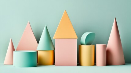 Poster - Geometric Shapes Pastel Colors Minimalist.