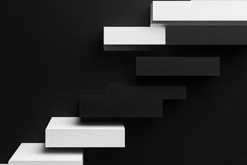 Wall Mural - Abstract Black and White Geometric Shapes.