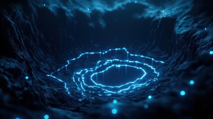 Fototapete - Abstract ing of a glowing blue tunnel with intricate light patterns, perfect for futuristic and science fiction themed projects.