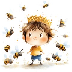 Wall Mural - Boy King Surrounded by Bees.