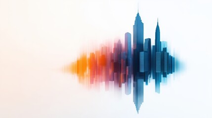 Sticker - A city skyline is shown in a colorful image, AI