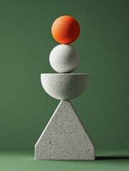 Wall Mural - Abstract Shapes, Orange Sphere Balanced.