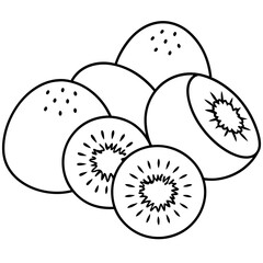 Wall Mural - various kiwis fruit outline coloring book page line art drawing